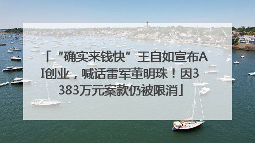 “确实来钱快”王自如宣布AI创业，喊话雷军董明珠！因3383万元案款仍被限消