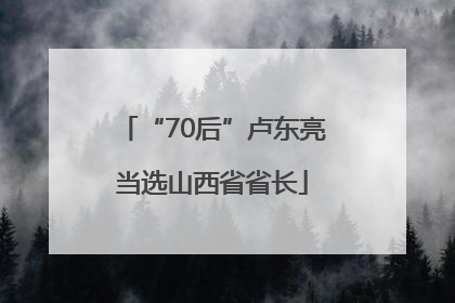 “70后”卢东亮当选山西省省长