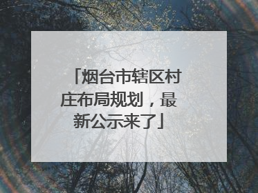 烟台市辖区村庄布局规划，最新公示来了
