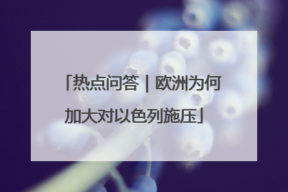 热点问答｜欧洲为何加大对以色列施压