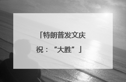 特朗普发文庆祝：“大胜”