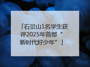 石景山1名学生获评2025年首都“新时代好少年”