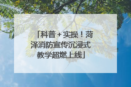 科普＋实操！菏泽消防宣传沉浸式教学超燃上线