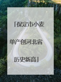 保定市小麦单产创河北省历史新高
