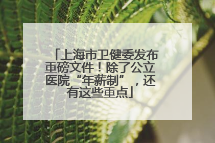 上海市卫健委发布重磅文件！除了公立医院“年薪制”，还有这些重点