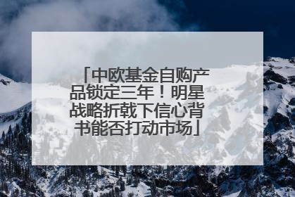 中欧基金自购产品锁定三年！明星战略折戟下信心背书能否打动市场