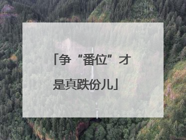 争“番位”才是真跌份儿