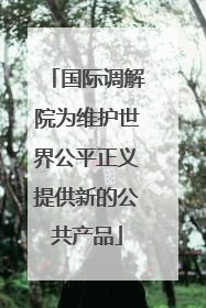 国际调解院为维护世界公平正义提供新的公共产品