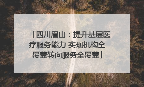 四川眉山：提升基层医疗服务能力 实现机构全覆盖转向服务全覆盖