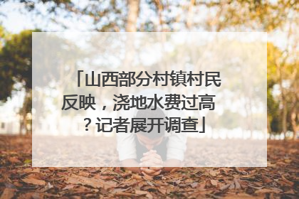 山西部分村镇村民反映，浇地水费过高？记者展开调查