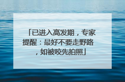 已进入高发期，专家提醒：最好不要走野路，如被咬先拍照