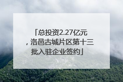 总投资2.27亿元，洛邑古城片区第十三批入驻企业签约
