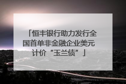 恒丰银行助力发行全国首单非金融企业美元计价“玉兰债”