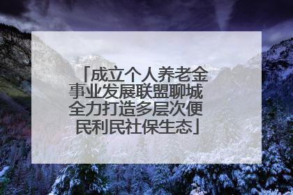 成立个人养老金事业发展联盟聊城全力打造多层次便民利民社保生态