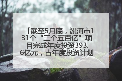截至5月底，漯河市131个“三个五百亿”项目完成年度投资393.6亿元，占年度投资计划的50.41%——“三个五百亿”项目带动产业提质升级