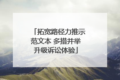 拓宽路径力推示范文本 多措并举升级诉讼体验