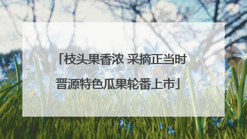 枝头果香浓 采摘正当时 晋源特色瓜果轮番上市