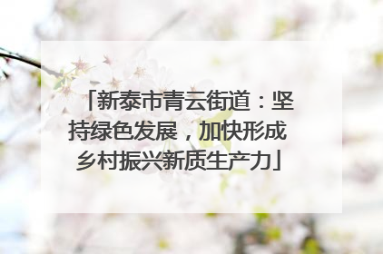 新泰市青云街道：坚持绿色发展，加快形成乡村振兴新质生产力
