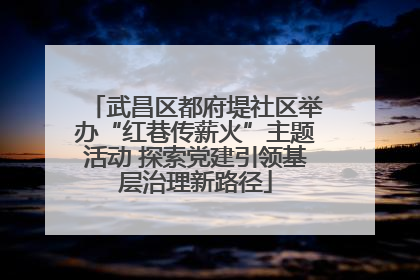 武昌区都府堤社区举办“红巷传薪火”主题活动 探索党建引领基层治理新路径