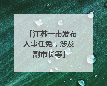 江苏一市发布人事任免，涉及副市长等