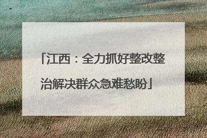 江西：全力抓好整改整治解决群众急难愁盼