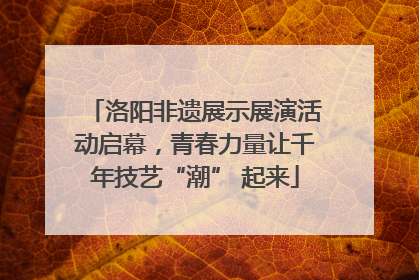 洛阳非遗展示展演活动启幕，青春力量让千年技艺“潮” 起来