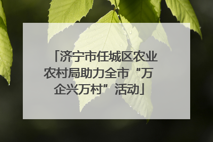 济宁市任城区农业农村局助力全市“万企兴万村”活动