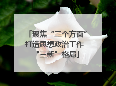 聚焦“三个方面” 打造思想政治工作“三新”格局