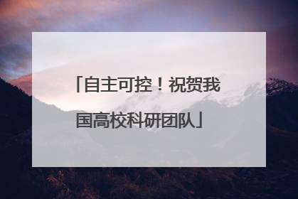 自主可控！祝贺我国高校科研团队