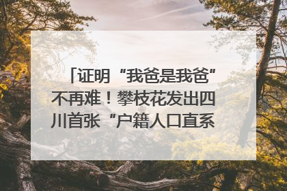 证明“我爸是我爸”不再难！攀枝花发出四川首张“户籍人口直系亲属关系谱”