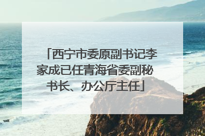 西宁市委原副书记李家成已任青海省委副秘书长、办公厅主任