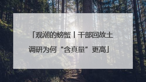 观潮的螃蟹丨干部回故土调研为何“含真量”更高