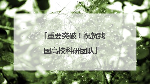 重要突破！祝贺我国高校科研团队