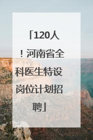 120人！河南省全科医生特设岗位计划招聘