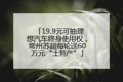 19.9元可抽理想汽车终身使用权，常州苏超每轮送60万元“土特产”