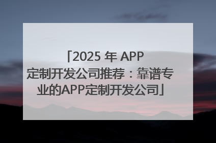 2025 年 APP 定制开发公司推荐：靠谱专业的APP定制开发公司