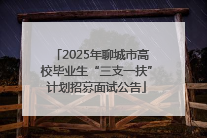 2025年聊城市高校毕业生“三支一扶”计划招募面试公告