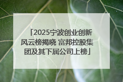 2025宁波创业创新风云榜揭晓 富邦控股集团及其下属公司上榜